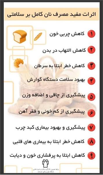 اثرات مفید مصرف نان کامل برسلامتی